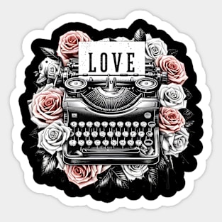 Vintage Retro Eternal Love Note with Vintage Roses and Typewriter Sticker